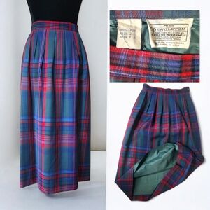 Vintage Pendleton Tartan Virgin Wool Lined Skirt Sz 6 W/Pockets Red Blue Green